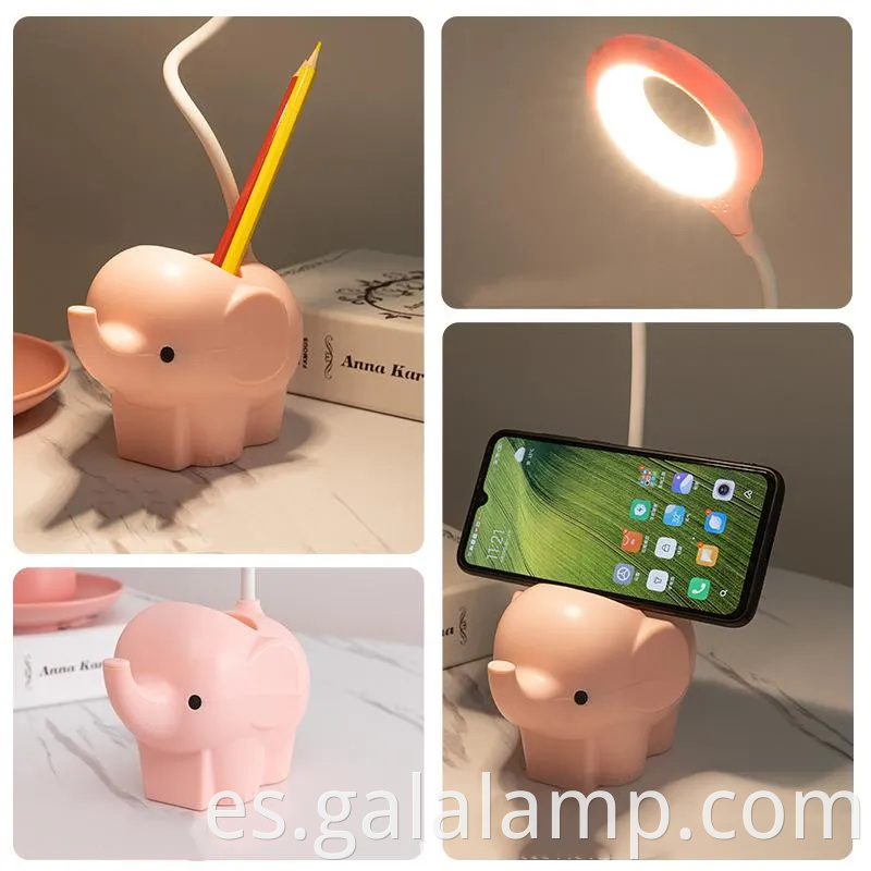 Lámpara de mesa LED de elefante creativa con temperatura de color ajustable